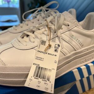NWT Adidas Women’s Gazelle Bold White Sneakers